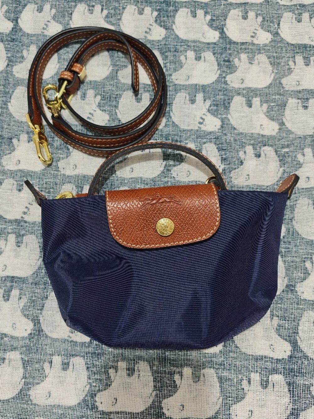 ongchamp Le Pliage Mini Navy Nylon Bag, Includes Detachable Shoulder Strap